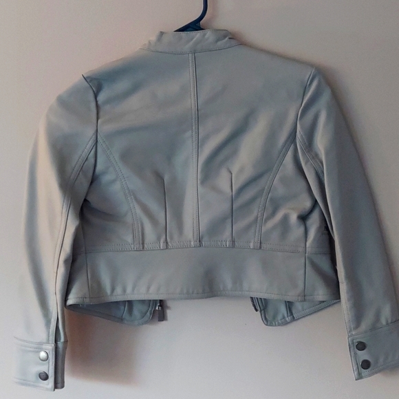 JOUJOU Girls Gray Faux Leather Jacket, Size 7/8 - Picture 2 of 3